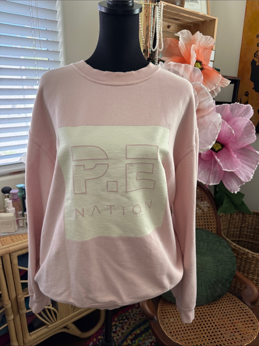 P.E Nation Sydney Australia Pink & White Comfy Cozy Athleisure Sweatshirt